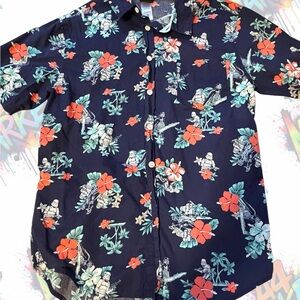 Star Wars Black Floral Button Down Shirt
